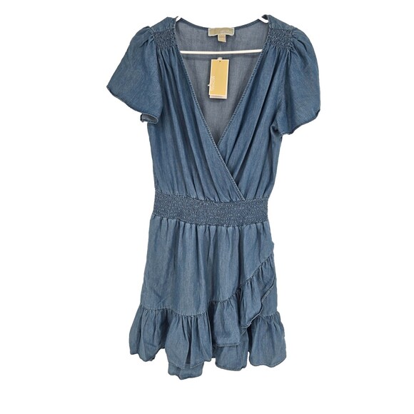 Michael Kors Dresses & Skirts - Michael Kors Cotton Chambray Smocked Denim Mini Dress Size Petite Medium NWT